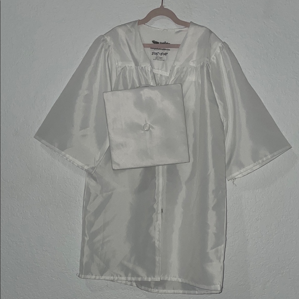 White Graduation Gown and Cap Set
